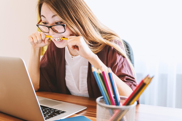 laptop, woman, education, study, young,