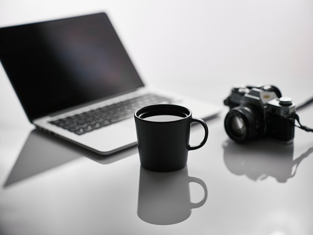 mug, laptop, camera, drink, beverage, co